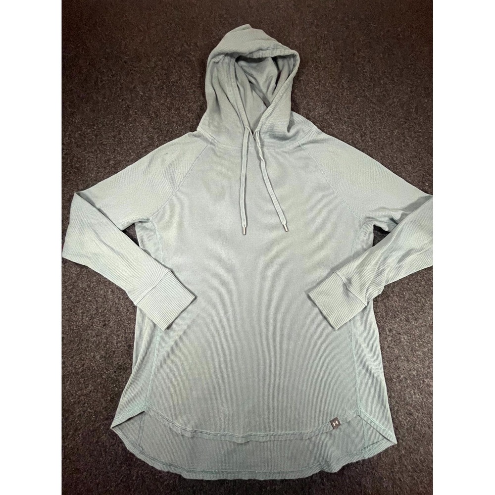 Under Armour Thermal Hoodie Womens Large Gray Waffle Knit Pullover Raglan Sleeve